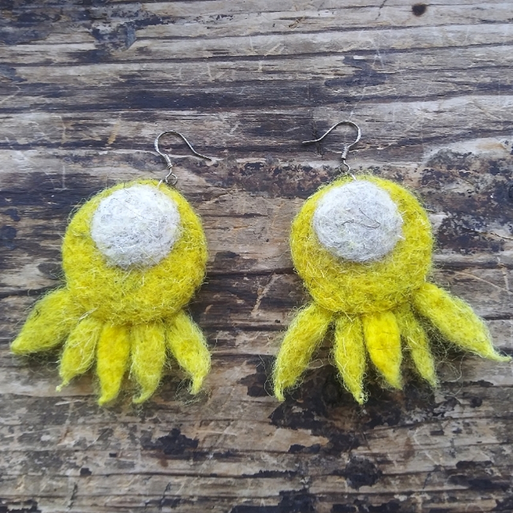'Sunbeam' Wool Earrings